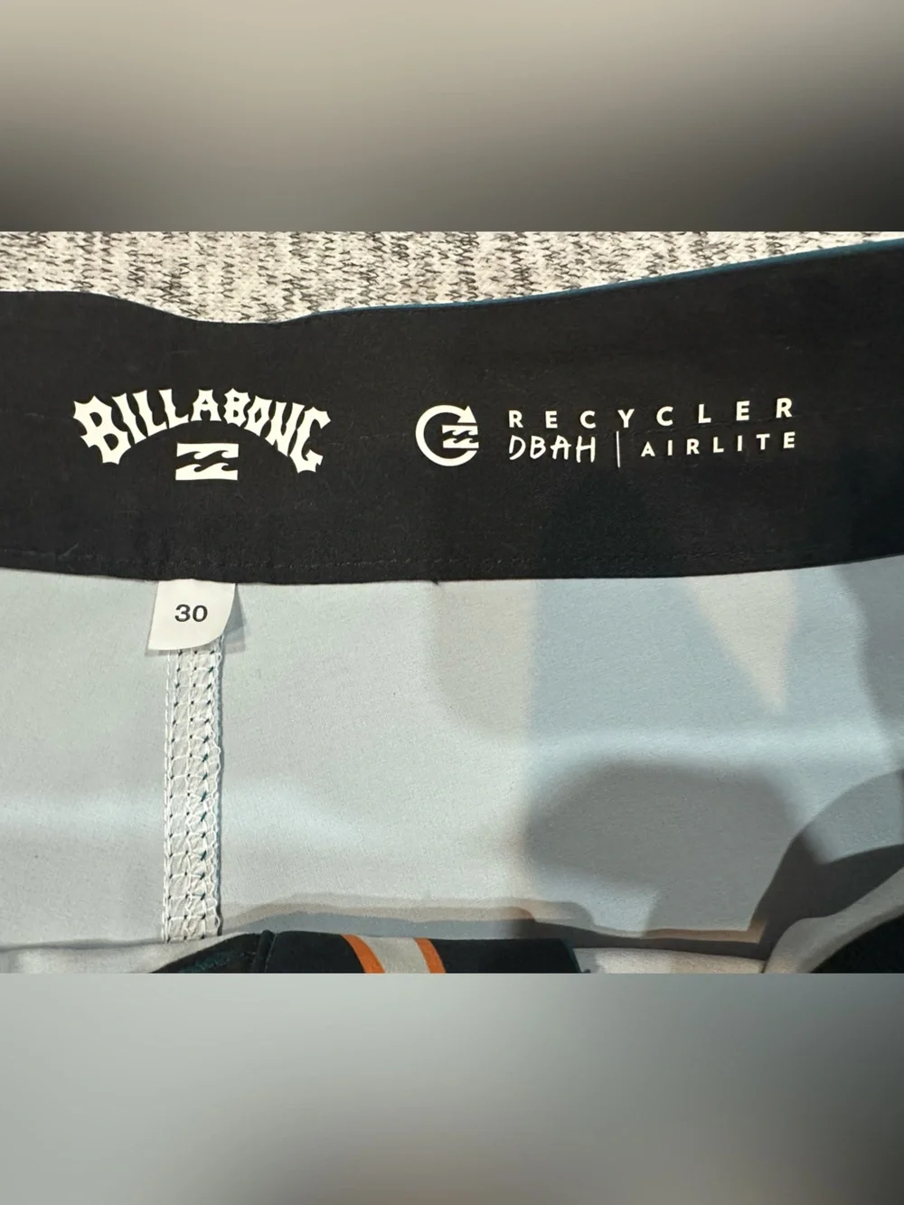 Billabong Teal Boardshorts with Black and Orange Flame Panels NWT Mens Sz 30
